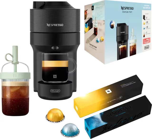 Nespresso Vertuo Pop Iced verdipakke fra DeLonghi ENV90.B (sort)